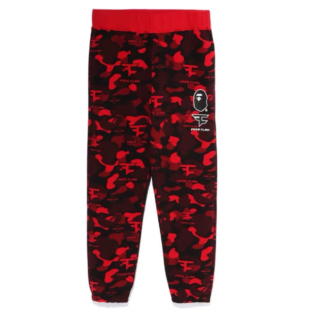 NWT 2023 BAPE A BATHING APE x FAZE CLAN RED CAMO SWEAT PANTS SIZE MENS L RARE